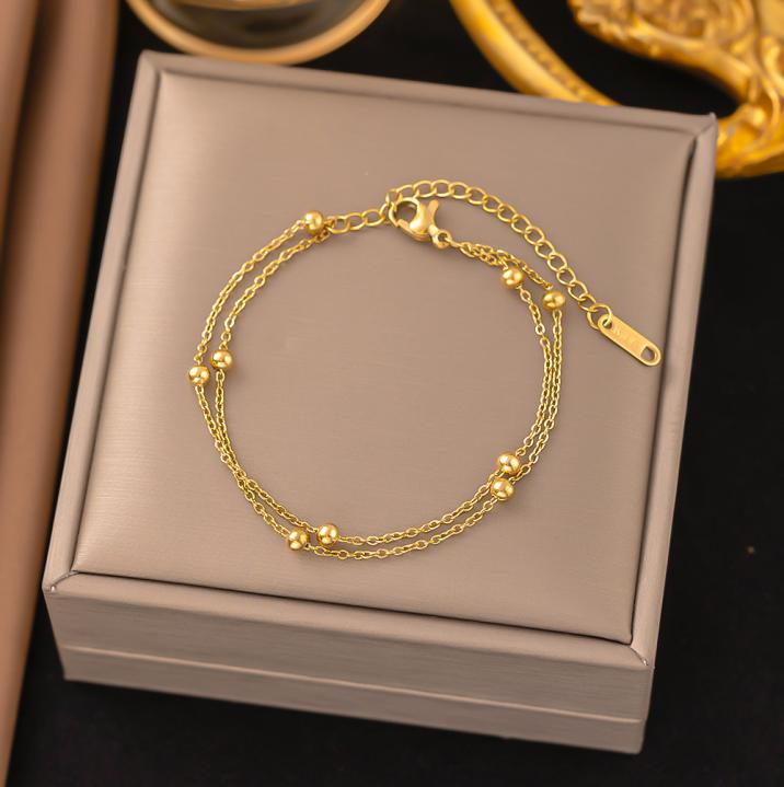 Triple Layer Gold Beads Bracelet