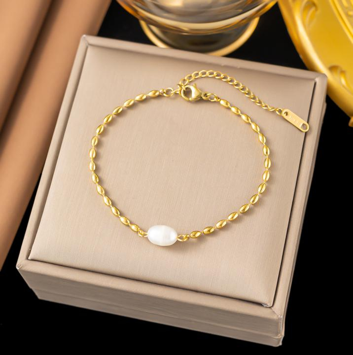 Gold Pearl Bead Bracelet
