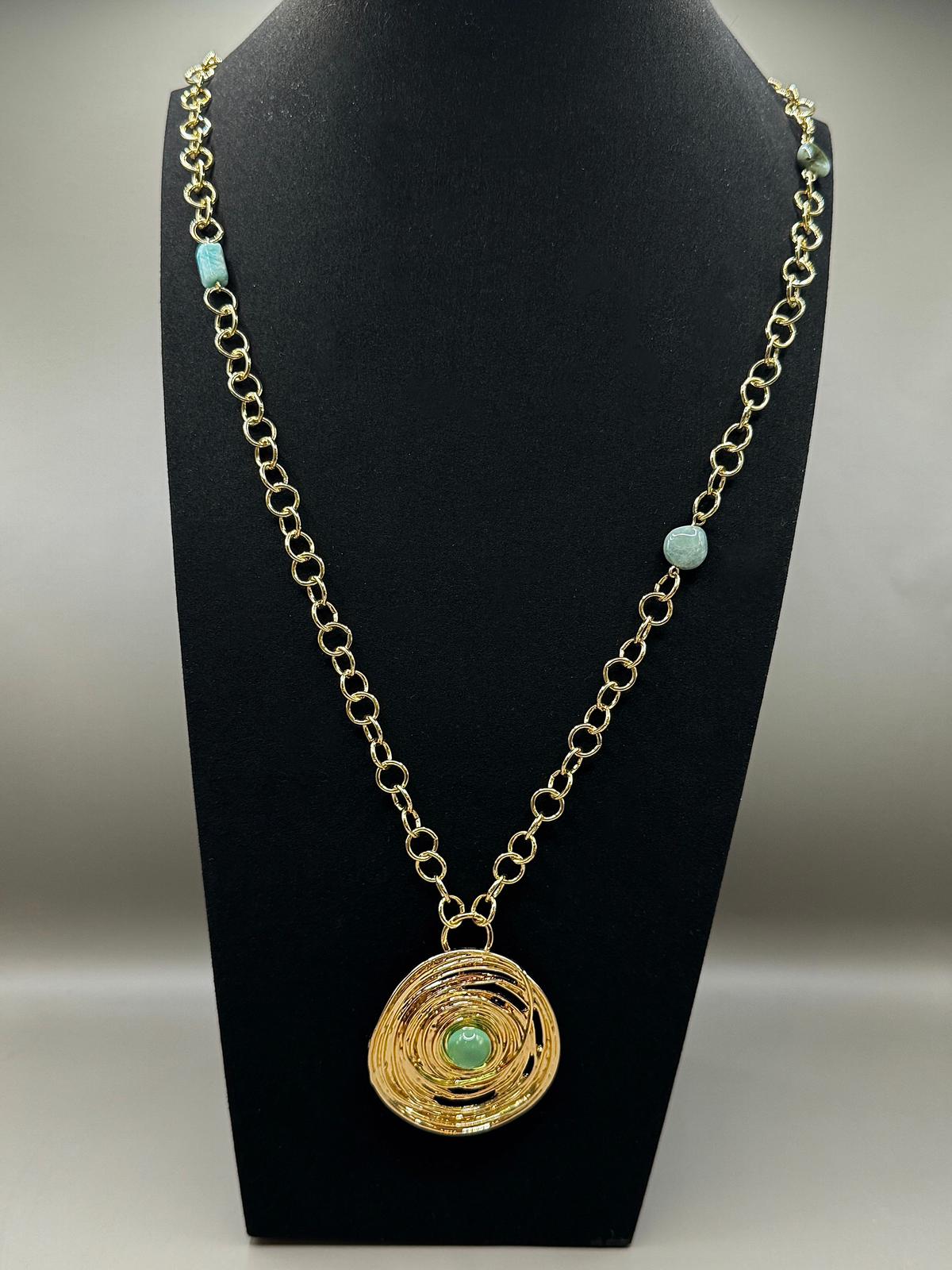 Golden Spiral Pendant Necklace