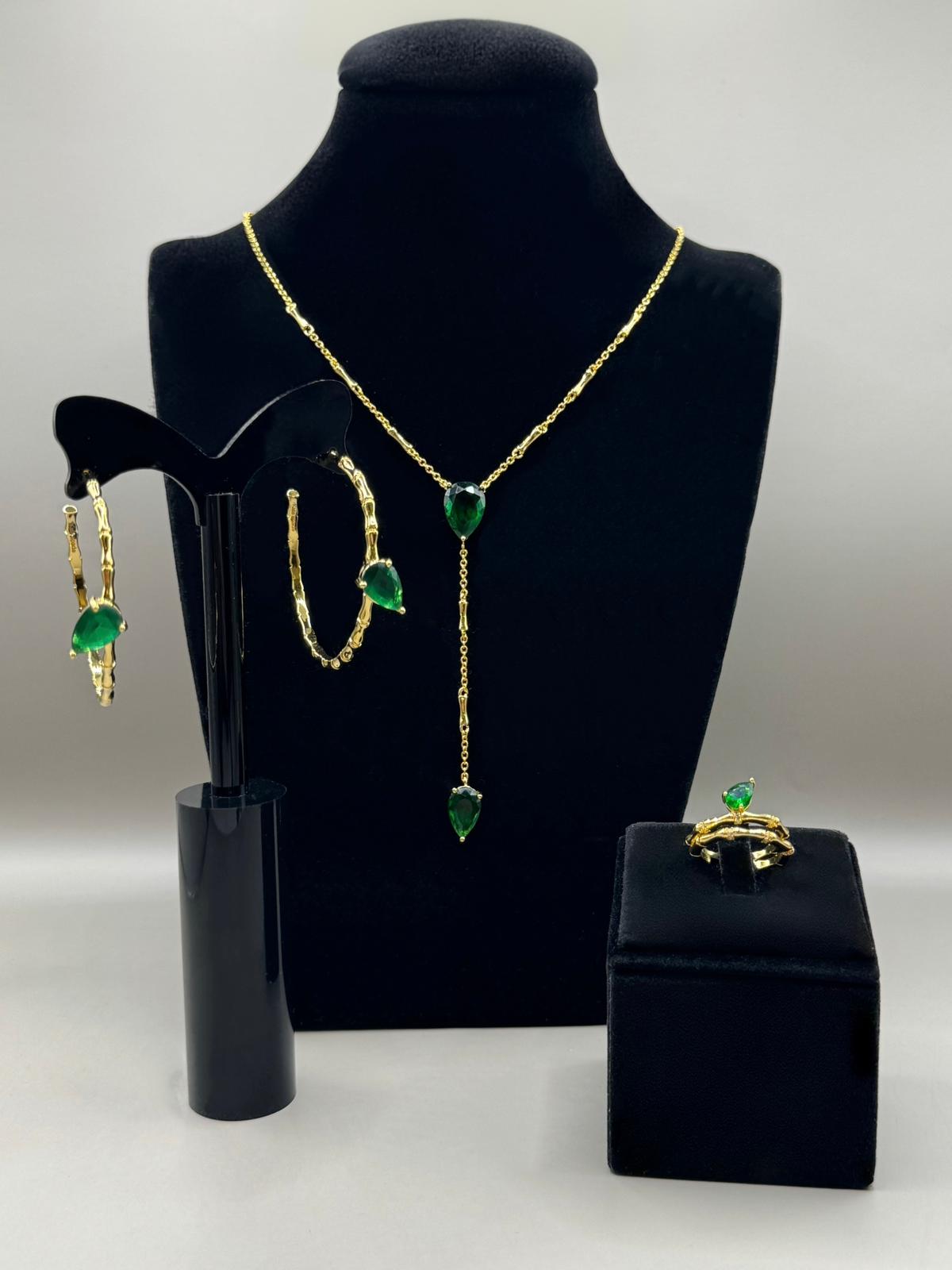 Emerald Drop Jewelry Set
