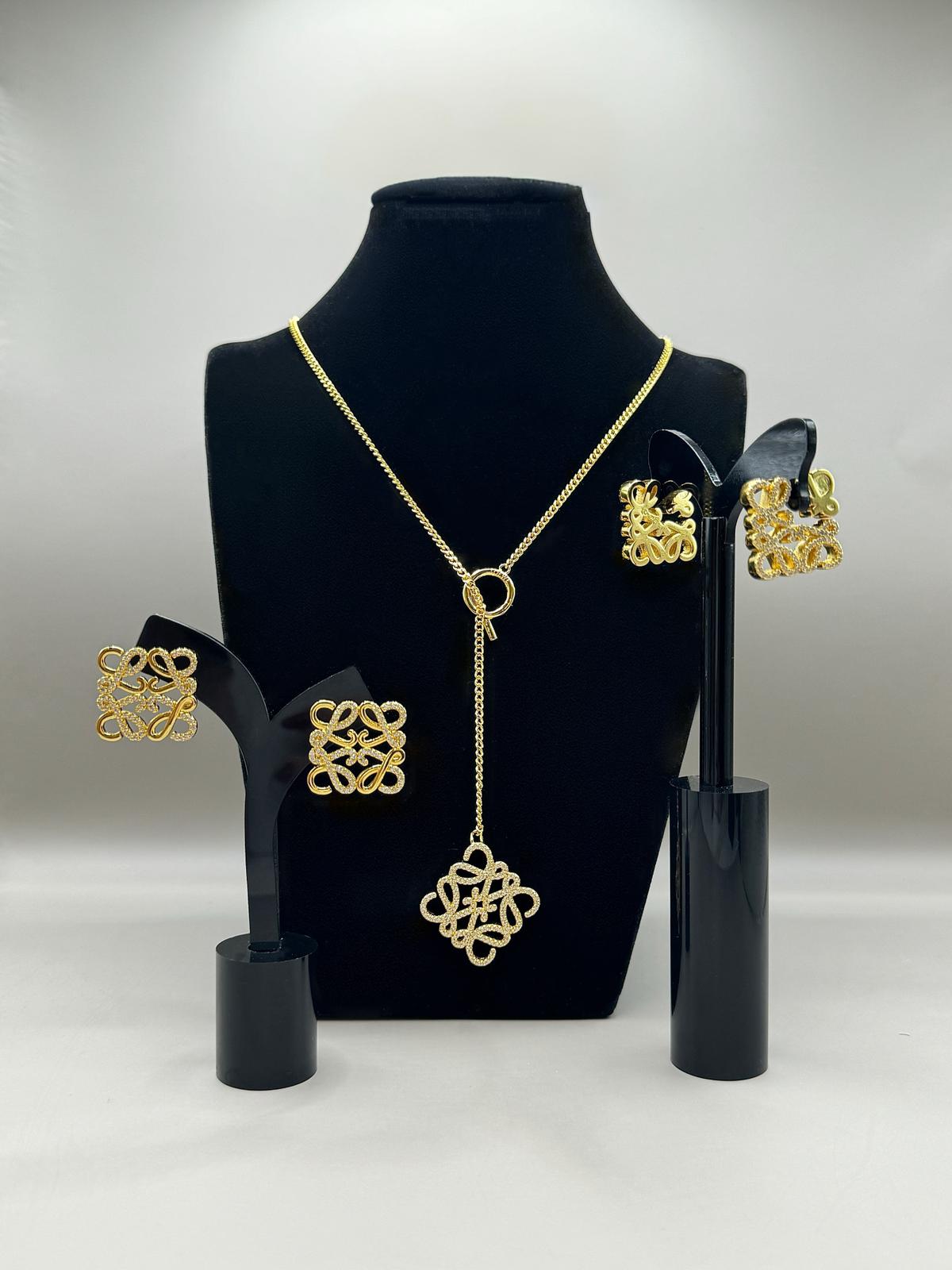 Luxury Crystal Knot Drop Necklace Set