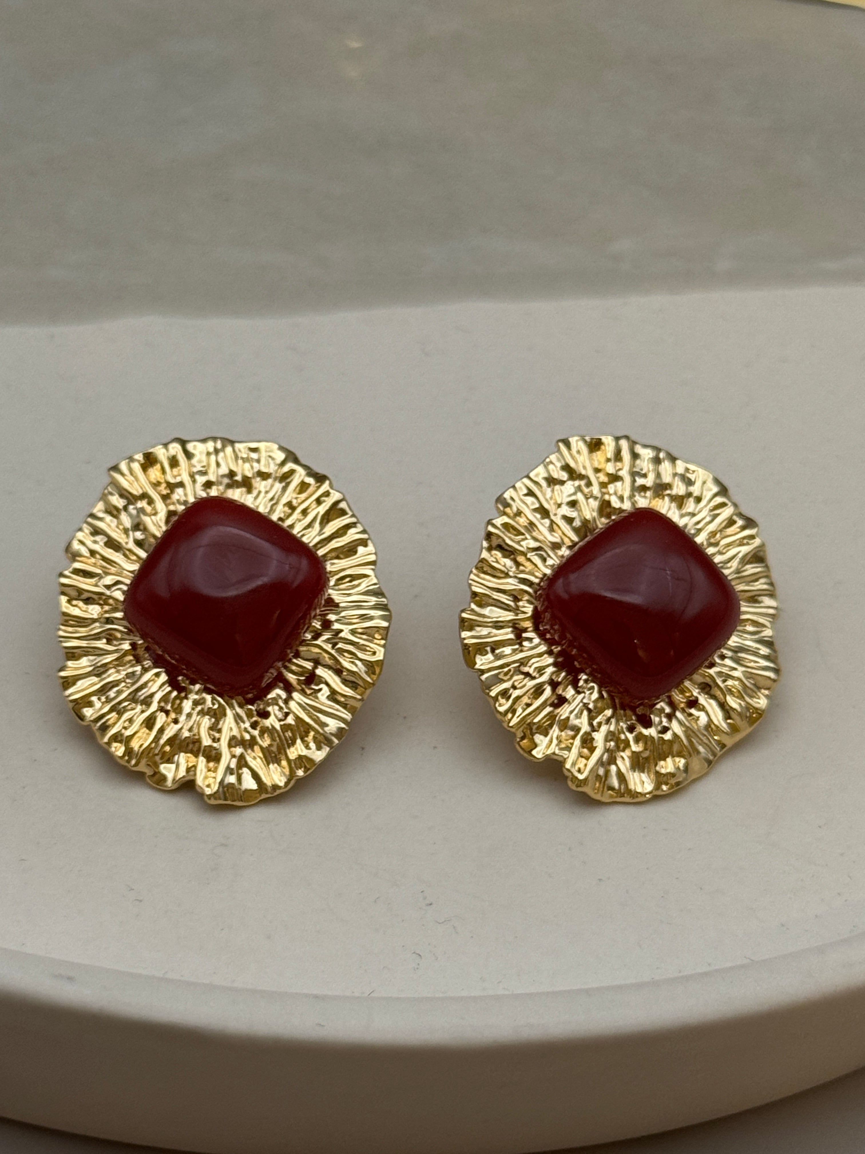 Radiant Stone Stud Earrings