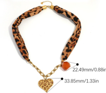 Leopard Print Chain Necklace with Heart Pendant