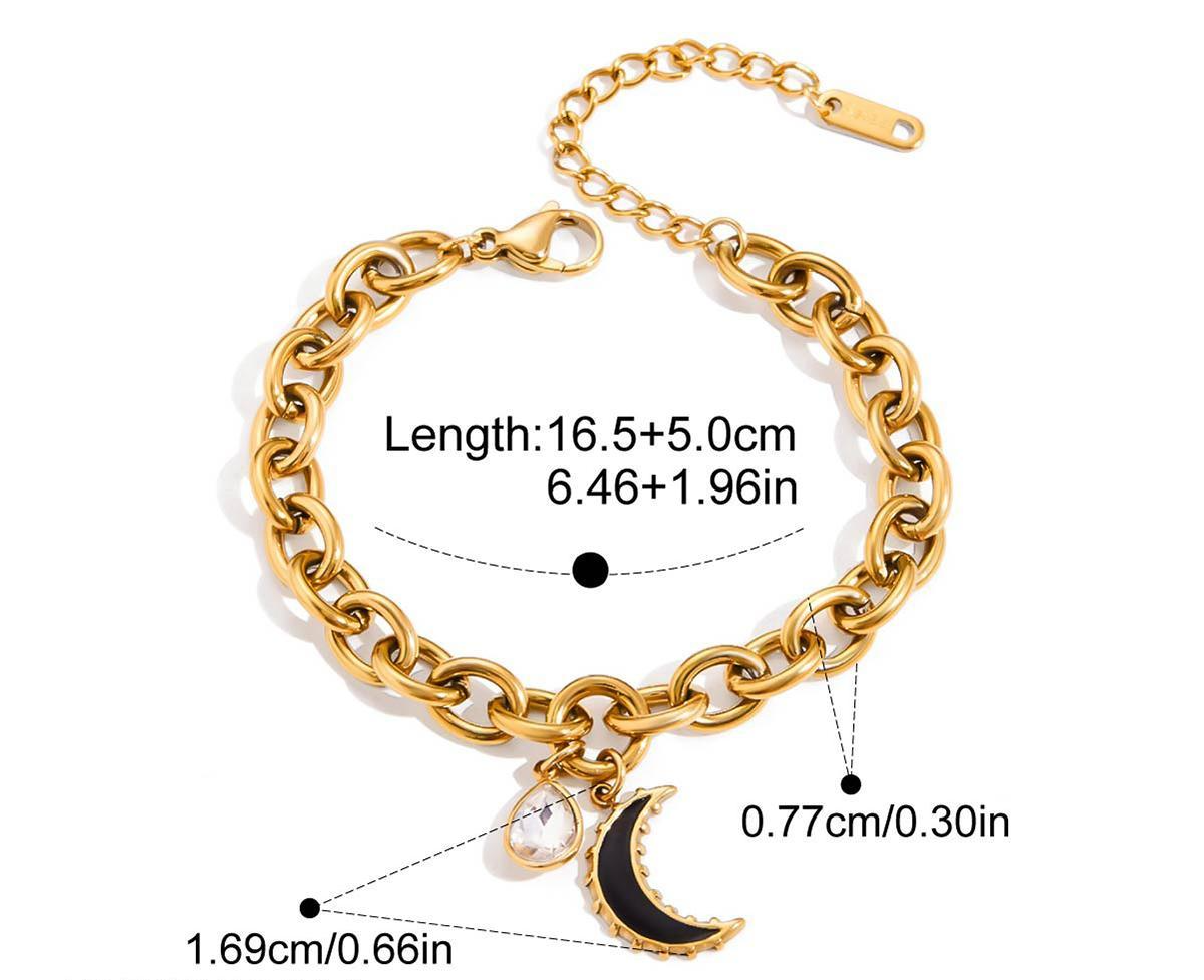Gold Moon & Crystal Charm Bracelet