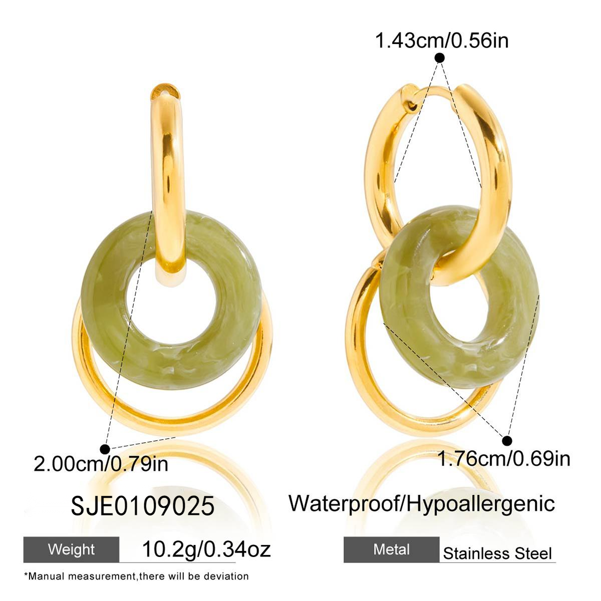 Green Jade Ring Drop Earrings