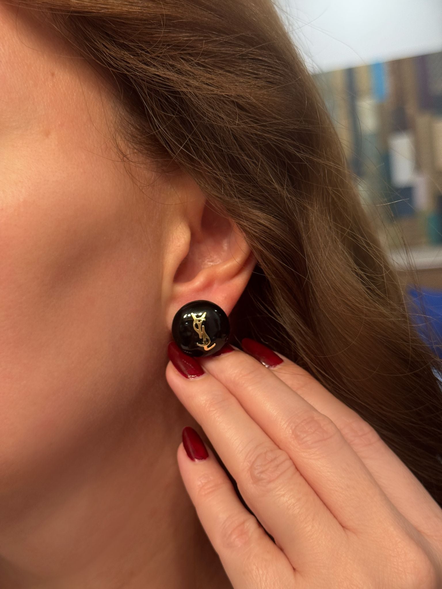 Logo Pearl Stud Earrings